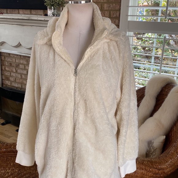 WOMAN WITHIN HOODED TEDDY JACKET FLEECE FULL ZIP PLUS 14/16 - Picture 2 of 8